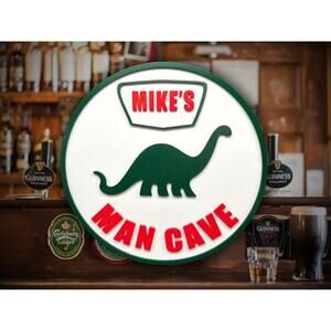 Custom Sinclair Dinosaur Man Cave Sign Personalized Name 11.5”  Gift for a man